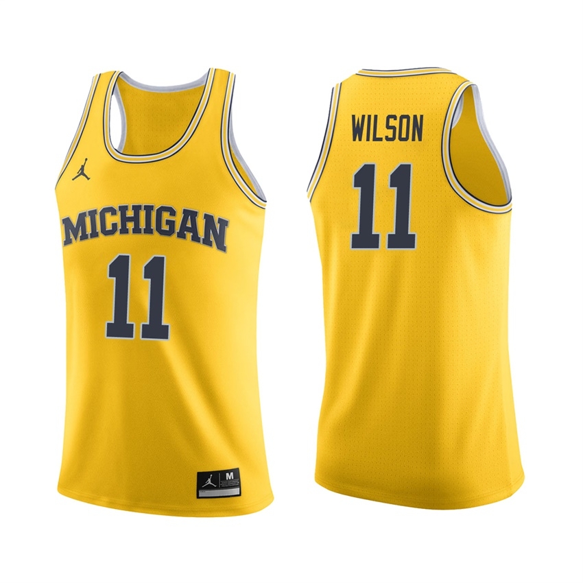 Michigan Wolverines Men's NCAA Luke Wilson #11 Maize College Basketball Jersey JAE8349WI